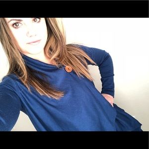 Cardigan-Navy-One Brown Button